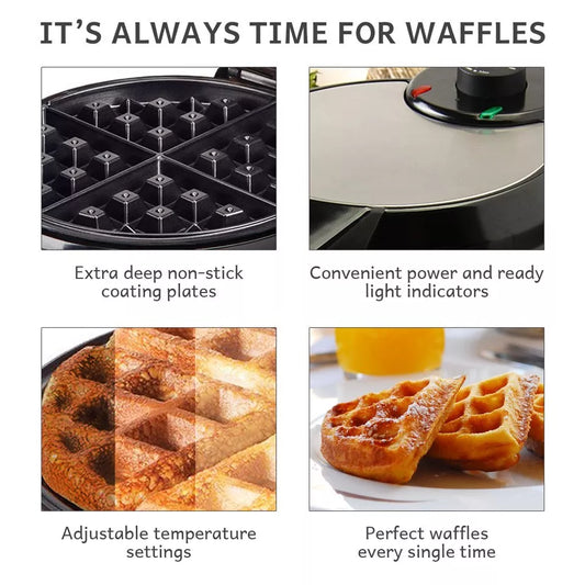 Deep-Fill Waffle Maker | Non-Stick, Adjustable Temperature & Compact Design for Homemade Belgian Waffles