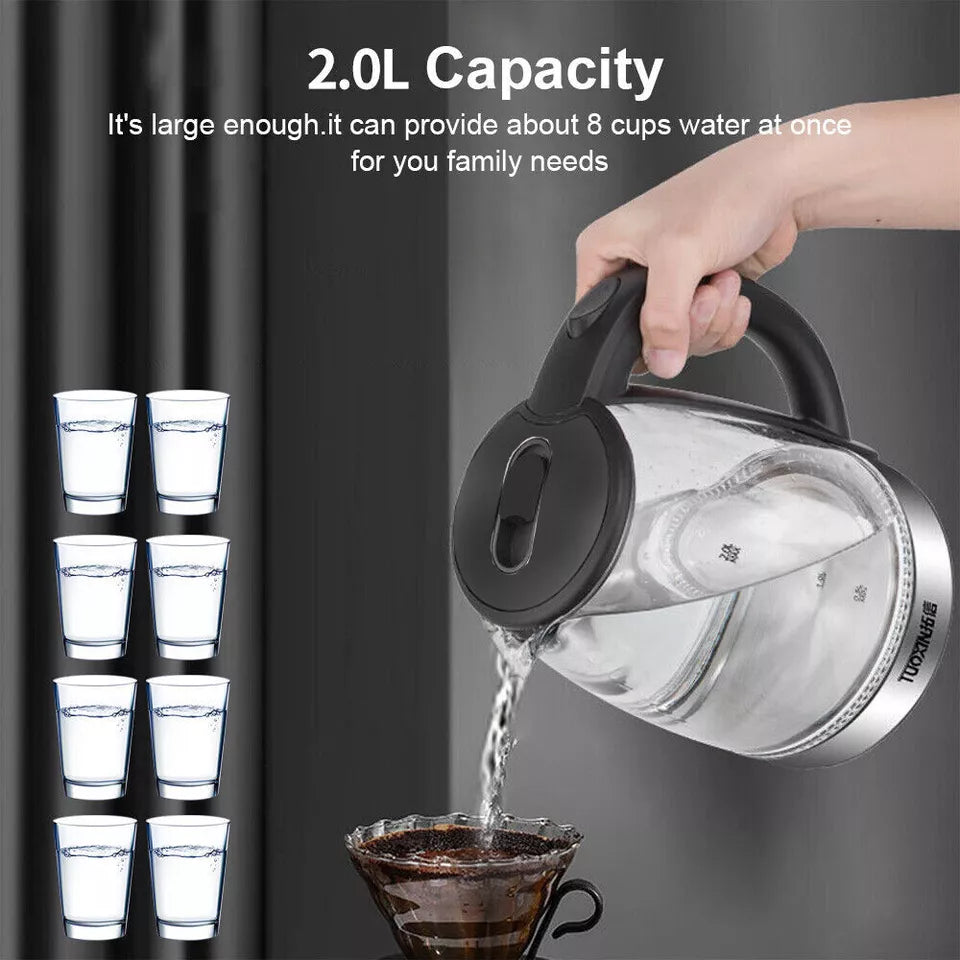 Electric Kettle | 1.8L, 3000W, Rapid Boil, Auto Shut-Off & Borosilicate Glass for Tea, Coffee & Instant Meals
