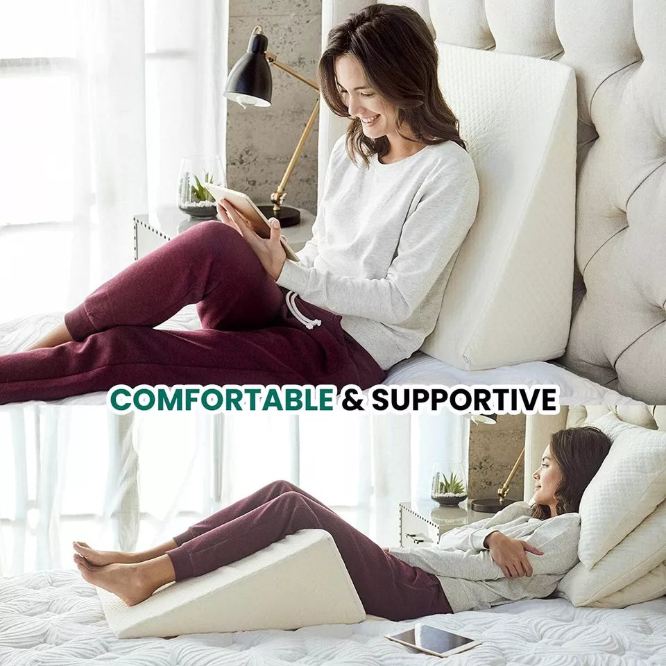 Large Triangle Wedge Pillow | Adjustable Foam for Acid Reflux, Back Pain & Post-Surgery Recovery