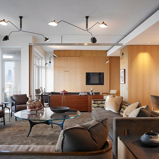 LED Ceiling Light Fixture - Serge Mouille Style - Adjustable Arm Design for Living Room & Modern Spaces