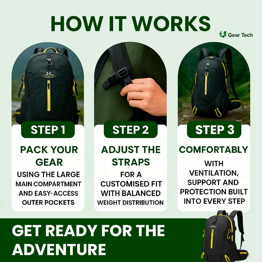 40L Waterproof Hiking Backpack with Multiple Compartments for Outdoor Adventures and Travel