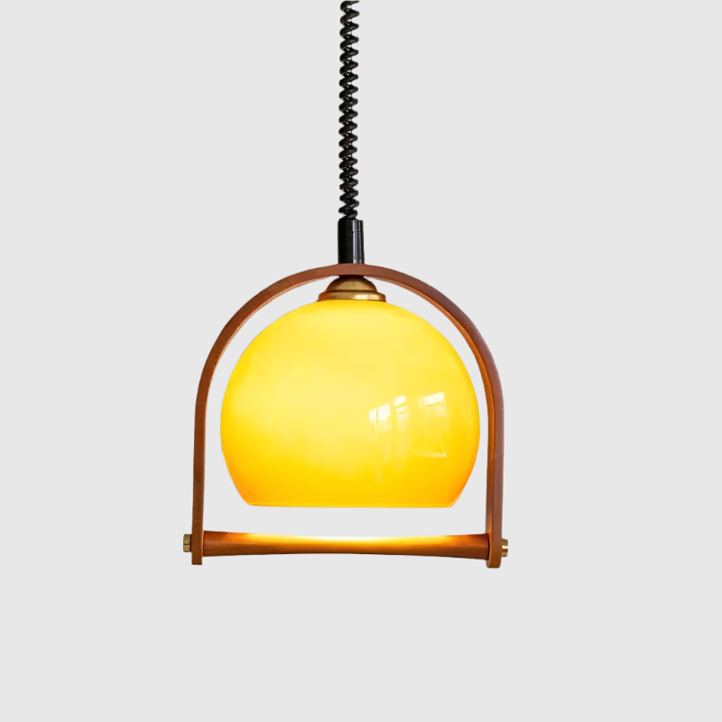 Bauhaus Wood Pendant Light Fixture - Vintage Style Hanging Lamp for Dining Room & Kitchen Decor
