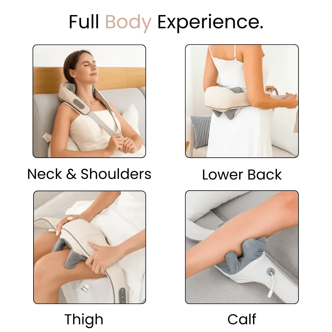 Neck, Back & Shoulder Massager with Heat | Cordless & Rechargeable Deep Kneading | Hands-Free Design