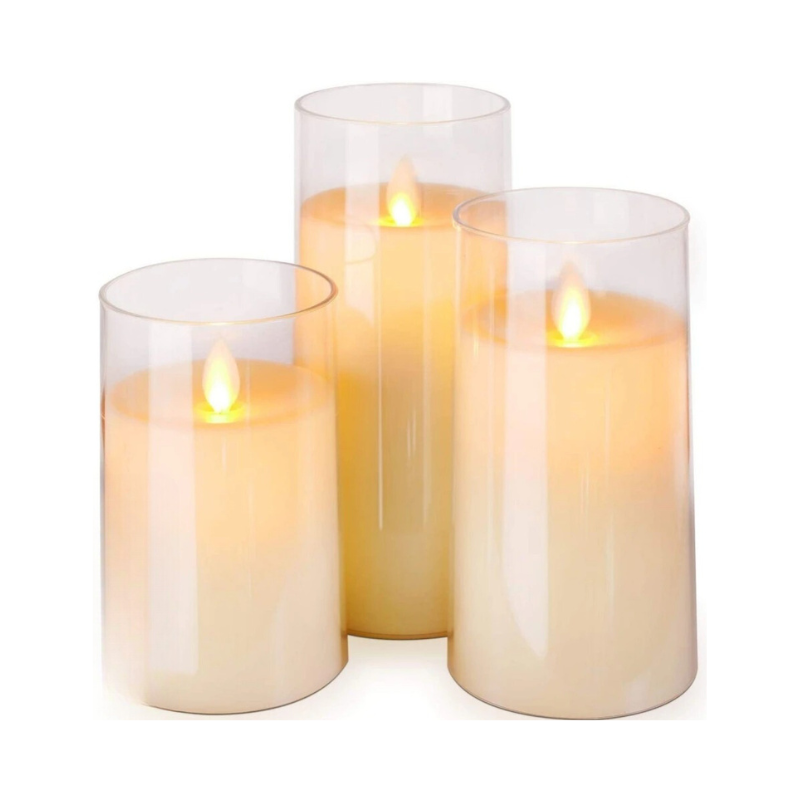LED Ambient Candle Lights | Realistic Flame Aura, Customizable Brightness & Timer Settings for Home Decor and Events