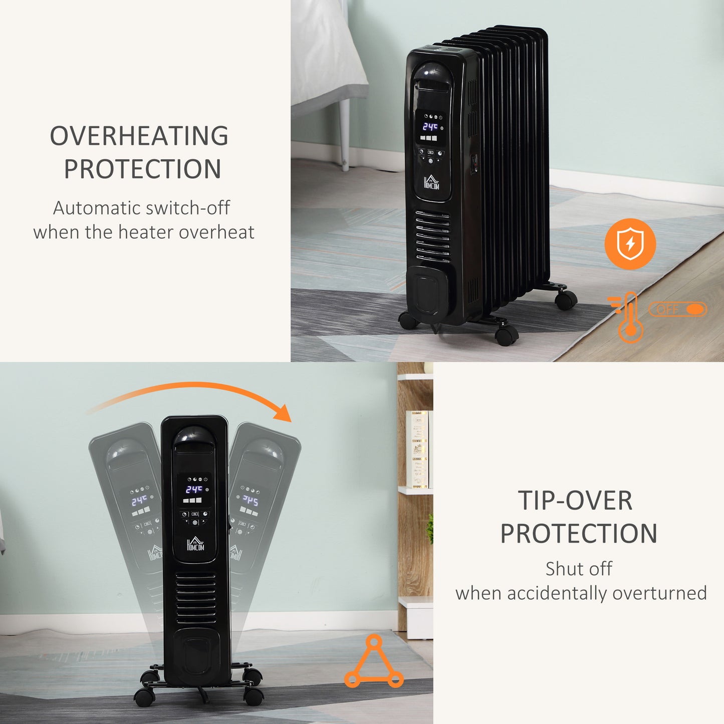 Oil Filled Radiator Heater – Portable Electric Room Heater Silent & Energy Efficient with Thermostat, Timer & Remote UK