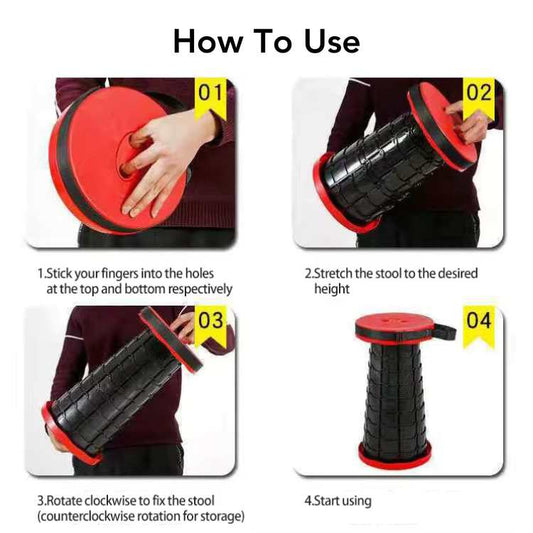 UltraCompact Foldable Stool | Lightweight, Adjustable Height & Portable for Camping, Fishing, Travel & Home Use