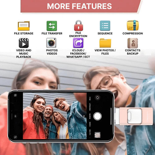 USB Flash Drive for iPhone & Android - 128GB High-Speed Storage for Photos, Videos, and Files Transfer