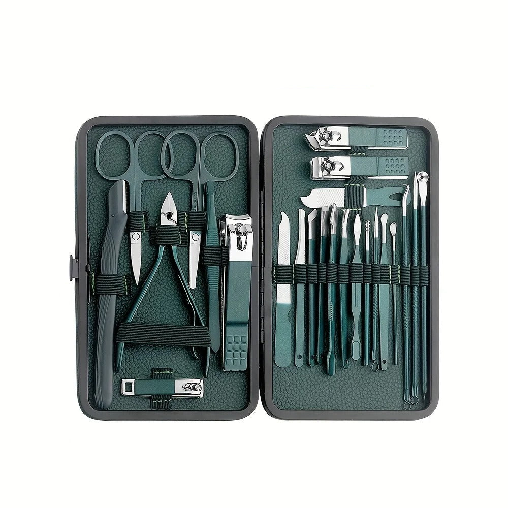 Stainless Steel Grooming Set | 7, 13, or 24-Piece Kits for Manicures & Pedicures at Home or Travel