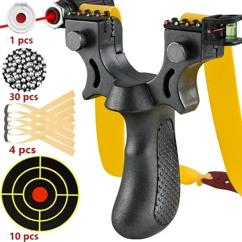 Slingshot with Anti-Slip Grip | Built-in Laser & Level for Precision Shooting