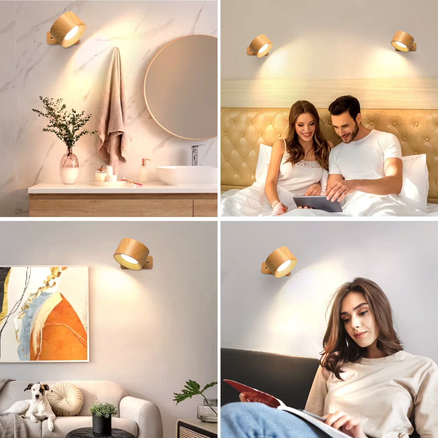 Battery Operated Wall Light | Rechargeable, 360° Adjustable & Wireless for Bedrooms, Hallways & Reading Corners