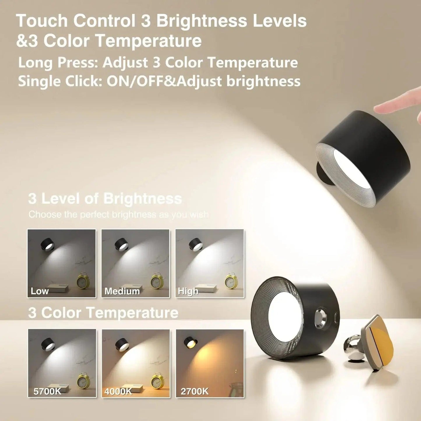 Battery Operated Wall Light | Rechargeable, 360° Adjustable & Wireless for Modern Interiors