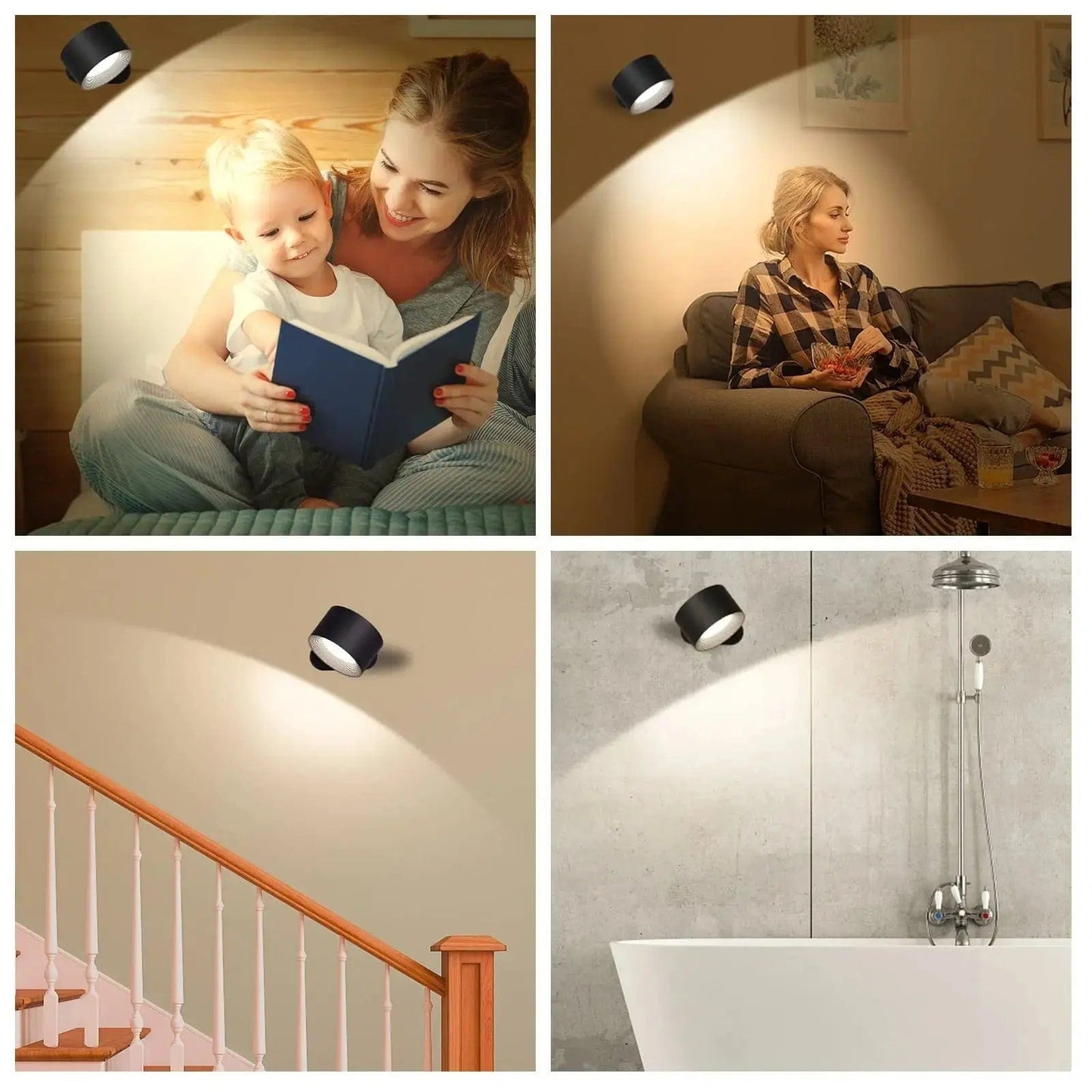 Battery Operated Wall Light | Rechargeable, 360° Adjustable & Wireless for Bedrooms, Hallways & Reading Corners