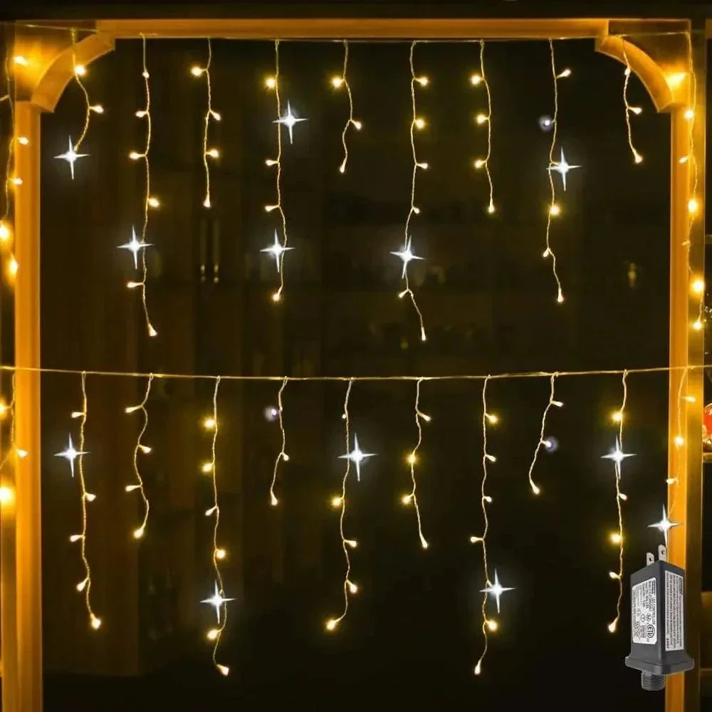 Twinkling Icicle String LED Lights | Warm White & Cool White, Extendable for Indoor & Outdoor Holiday Decor