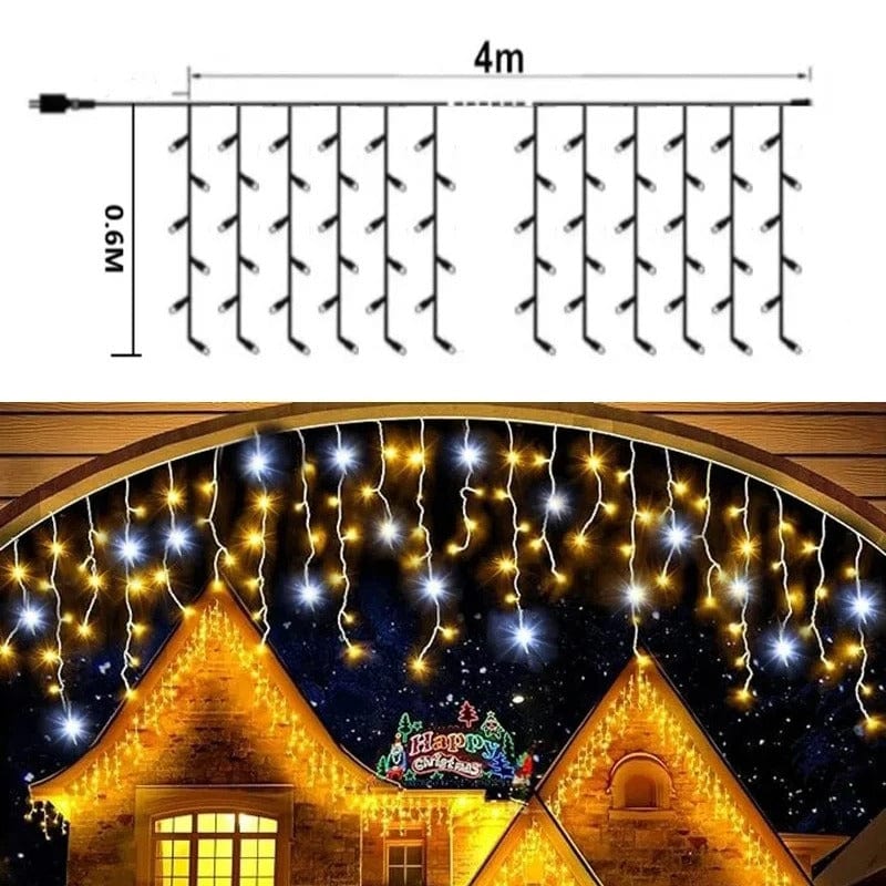 Twinkling Icicle String LED Lights | Warm White & Cool White, Extendable for Indoor & Outdoor Holiday Decor