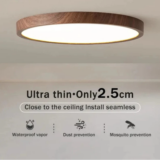LED Ceiling Light | Ultrathin Wood Grain Design, Dustproof & Dimmable for Modern Interiors