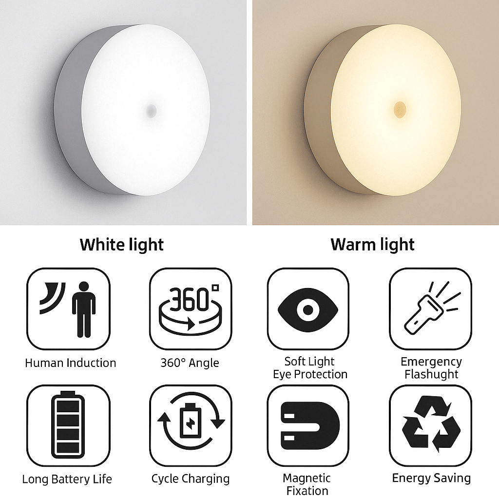 Rechargeable Motion Sensor LED Light | Energy-Saving, USB Rechargeable & Ideal for Hallways, Stairs, Wardrobes & Cupboards
