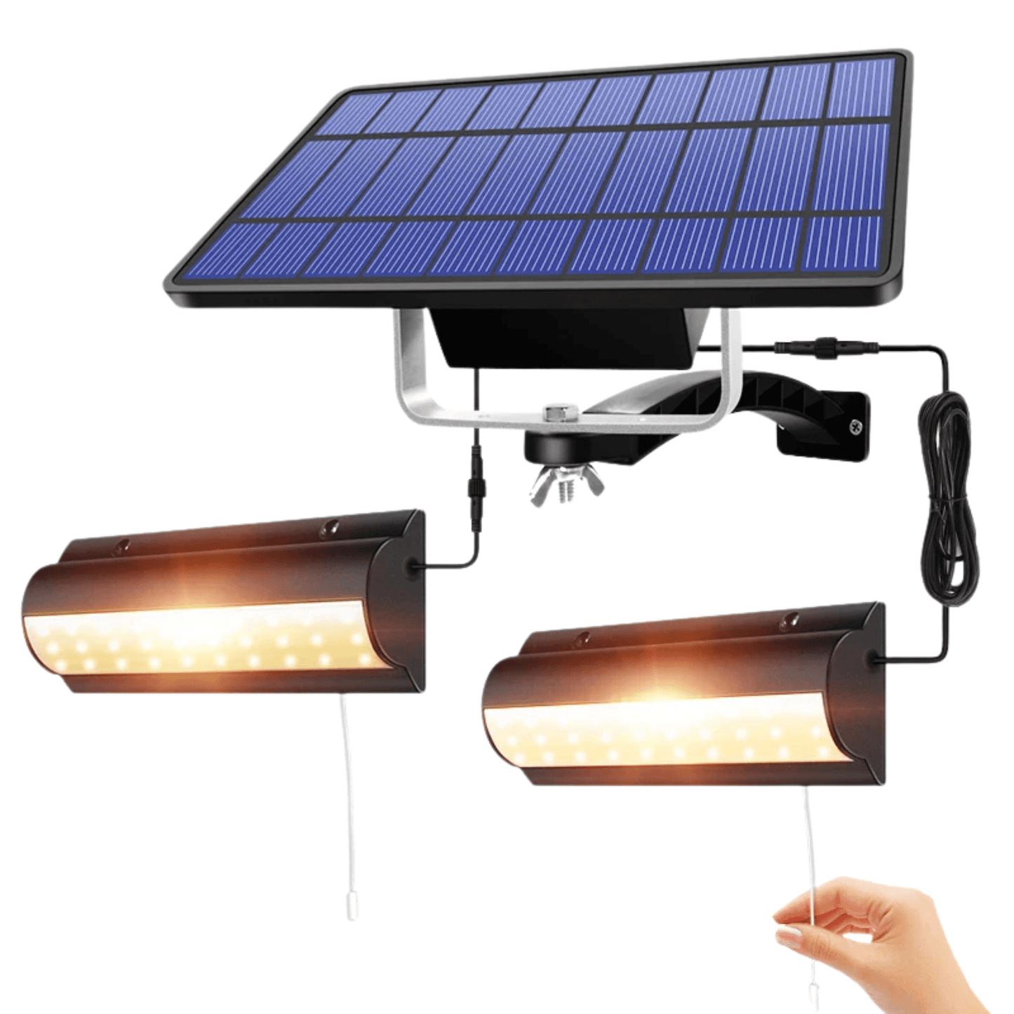 Solar Pendant Outdoor Light | Dual or Single Head, IP65 Waterproof & Ideal for Patios, Barns, and Indoor Spaces