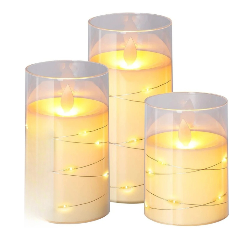 LED Ambient Candle Lights | Realistic Flame Aura, Customizable Brightness & Timer Settings for Home Decor and Events