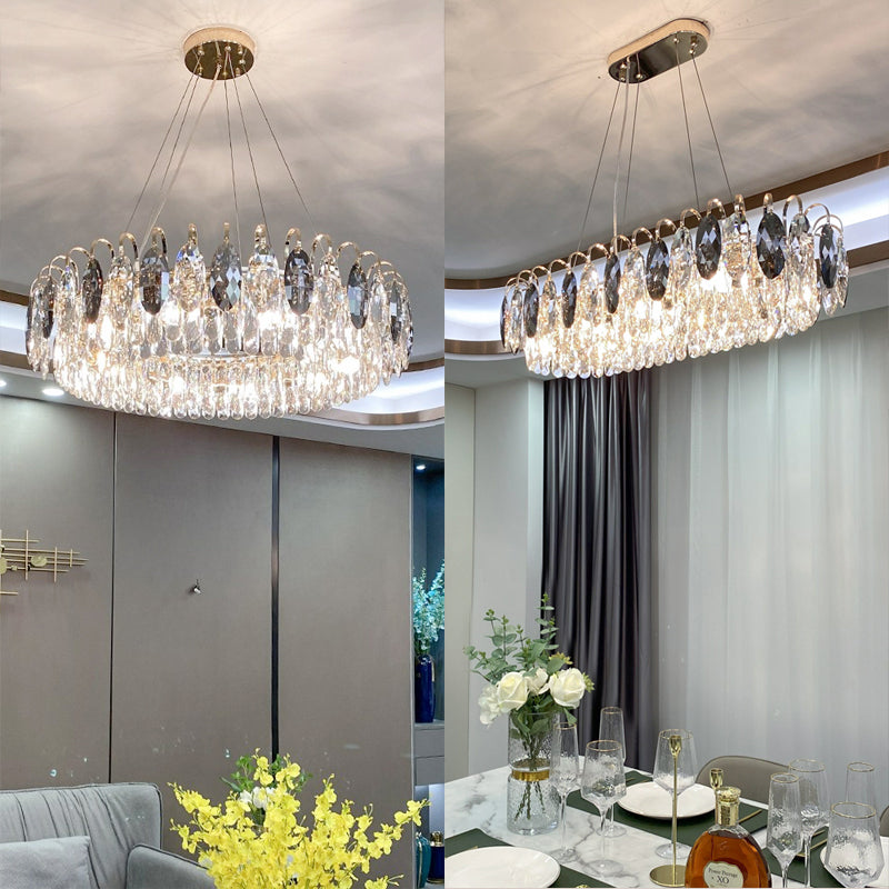 K9 Crystal Chandelier Light Fixture - Modern Hanging Pendant for Dining Room & Living Room Decor