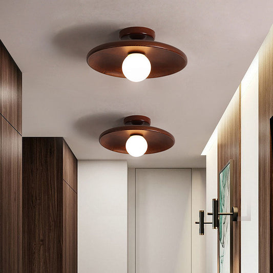 Nordic Wood Round Ceiling Light Fixture - Minimalist Design for Hallway & Living Room Lighting