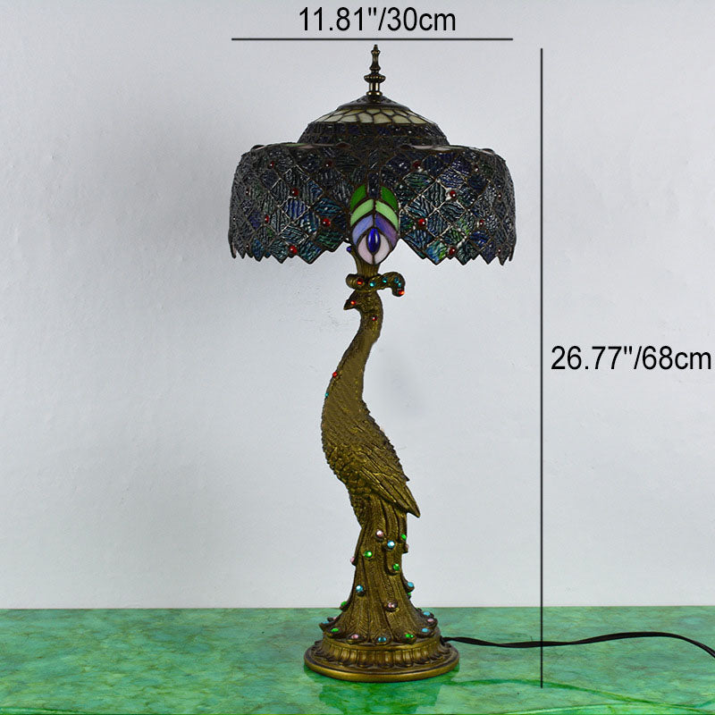Tiffany Style Glass Table Lamp | Colorful Dome Shade & Resin Base for Living Room and Bedroom Decor
