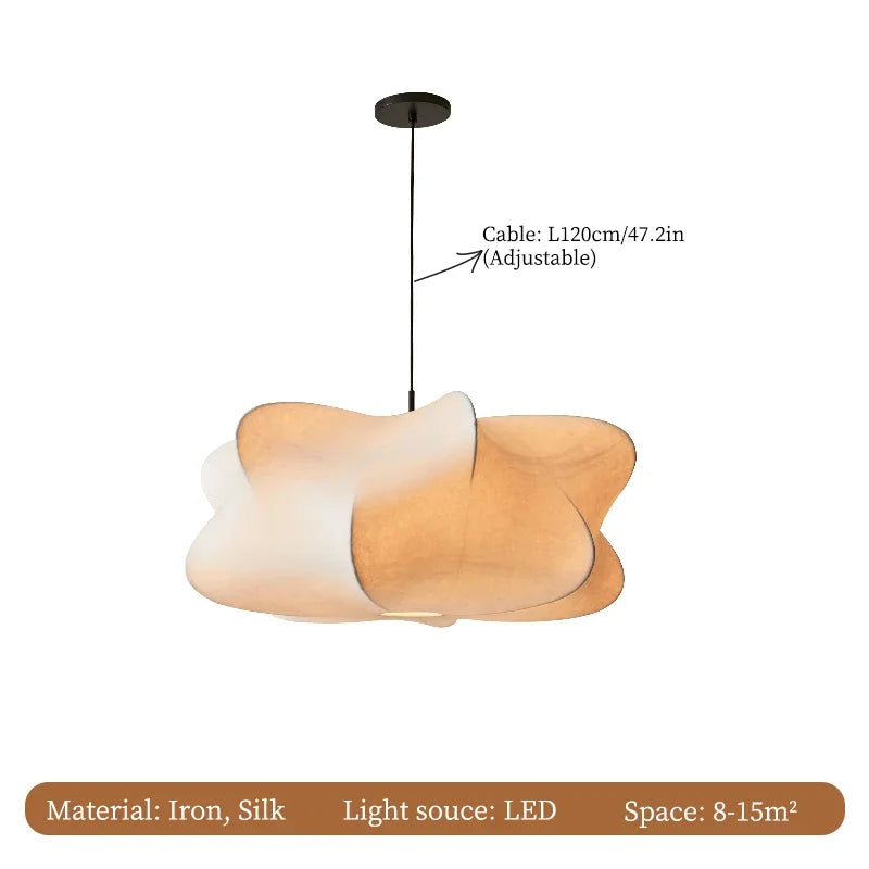 Wabi Sabi Silk Hanging Lamp - Japanese Style Pendant Light for Home Decor & Ambient Lighting