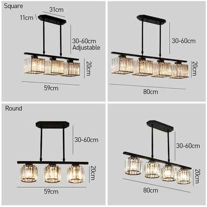 Modern Art Deco Glass Kitchen Island Lamps | Adjustable Height. 3-4 Lights & Ideal for Dining Room and Kitchen Lighting