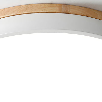 Wooden Round Shape Flush Ceiling Light | LED. Solid Wood & Iron for Living Room. Dining Room & Hallway