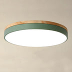 Wooden Round Shape Flush Ceiling Light | LED. Solid Wood & Iron for Living Room. Dining Room & Hallway