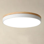 Wooden Round Shape Flush Ceiling Light | LED. Solid Wood & Iron for Living Room. Dining Room & Hallway