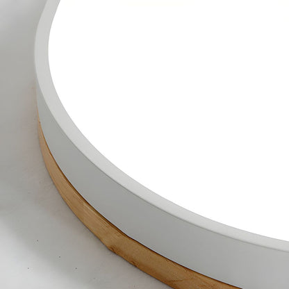 Wooden Round Shape Flush Ceiling Light | LED. Solid Wood & Iron for Living Room. Dining Room & Hallway