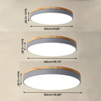 Wooden Round Shape Flush Ceiling Light | LED. Solid Wood & Iron for Living Room. Dining Room & Hallway