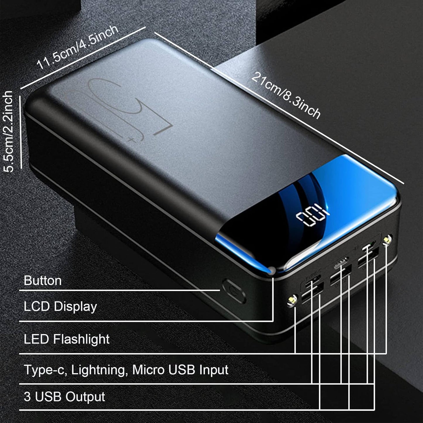 100,000mAh Portable Power Bank | Super Fast Charging, Universal Compatibility for Travel, Camping & Emergencies