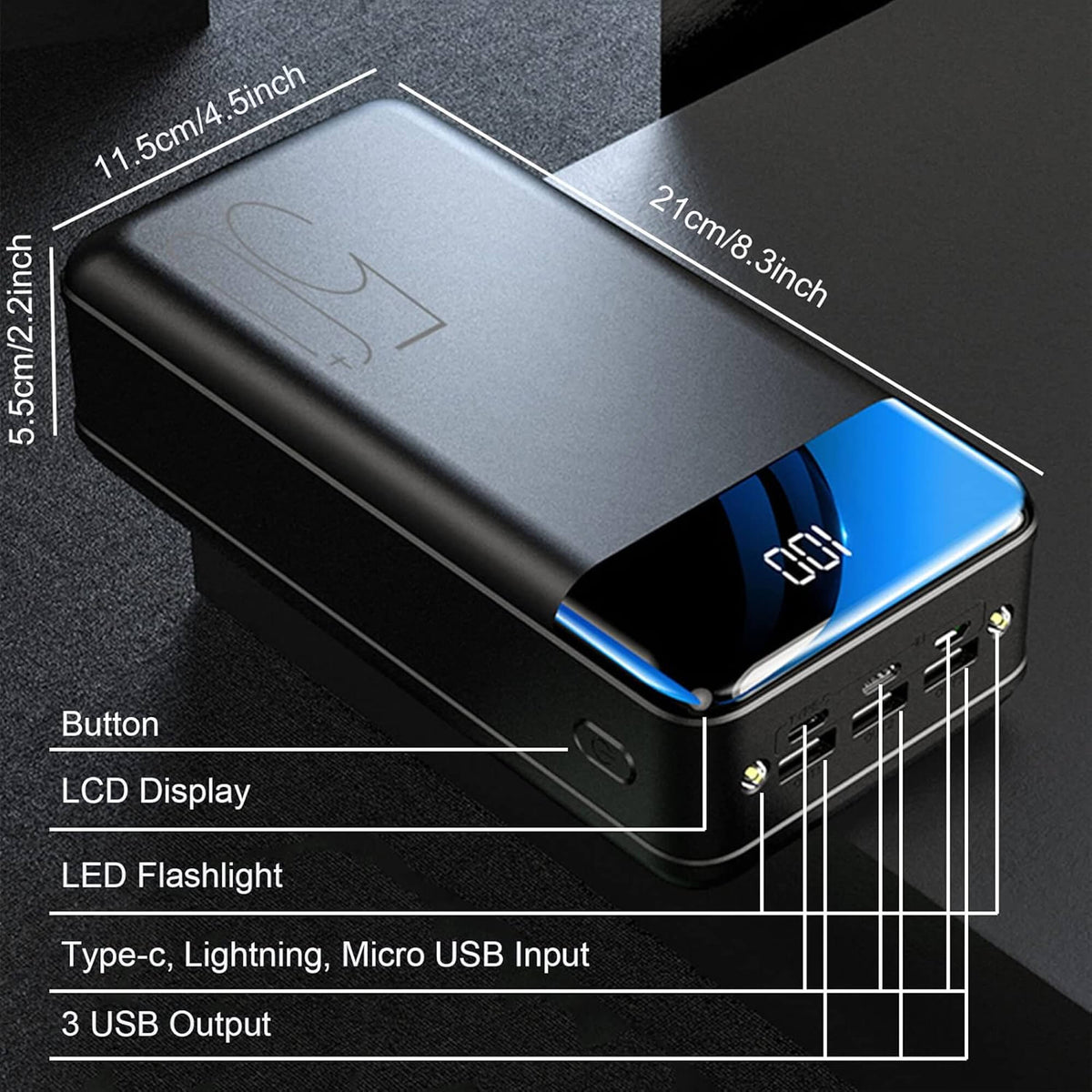 100,000mAh Portable Power Bank | Super Fast Charging, Universal Compatibility for Travel, Camping & Emergencies