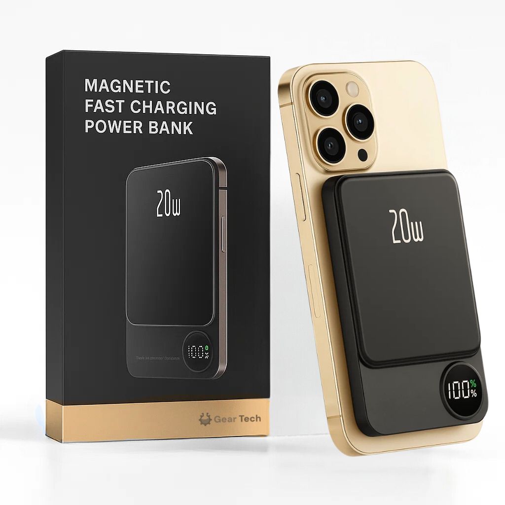Sleek  Magnetic Fast Charging Power Bank – Wireless, High-Capacity Backup Battery for All Devices
