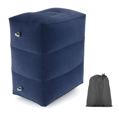 Inflatable Travel Footrest | Ergonomic, Adjustable Height & Compact for Planes, Trains, Buses & Office Use