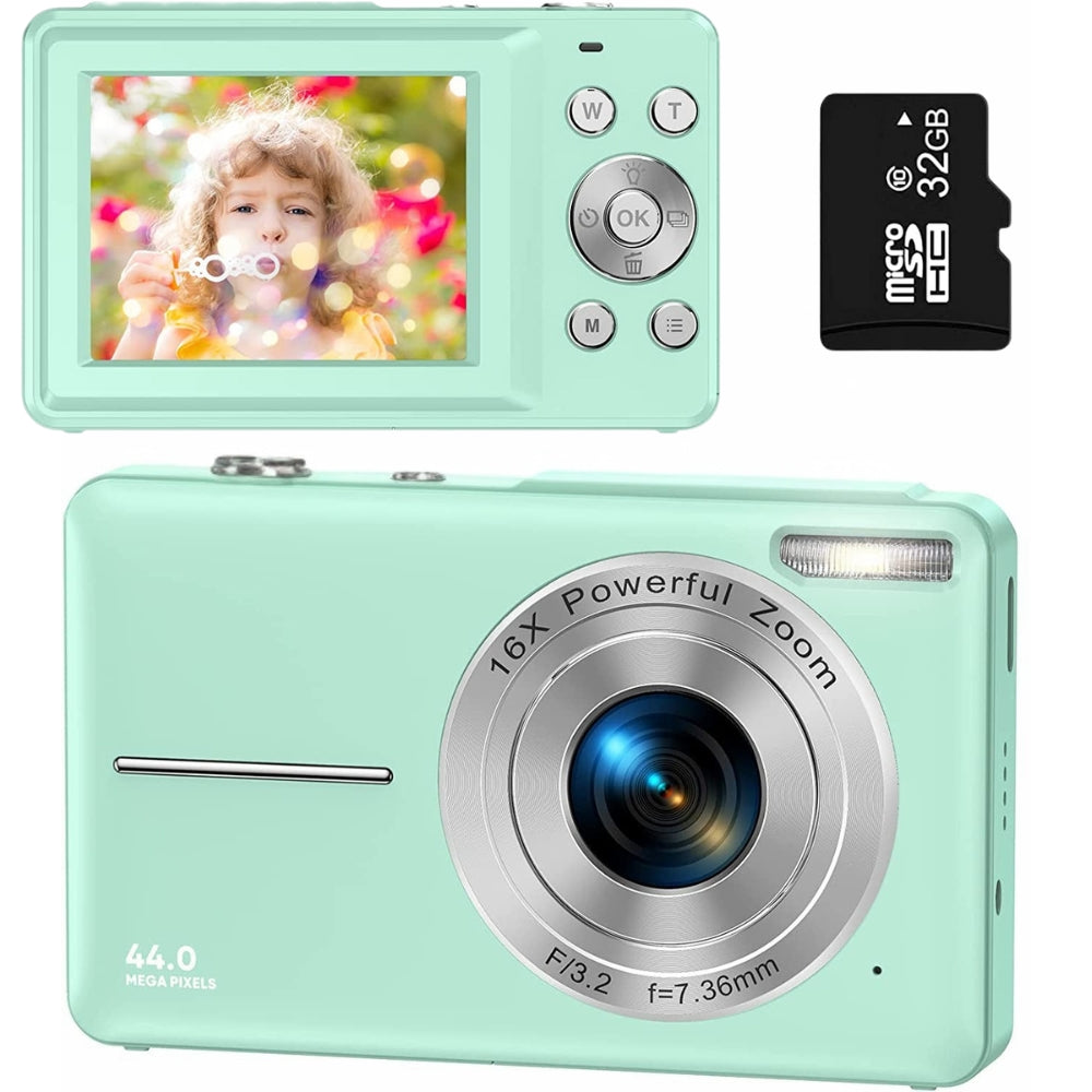 Portable Digital Camera 1080P 44MP with 16X Zoom – Compact Vlogging Camera with LCD Screen, Rechargeable, Perfect for Teens and Students