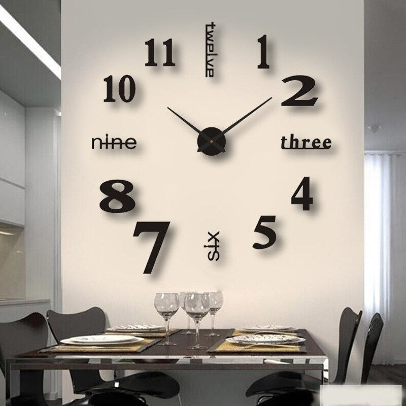 Unique Black Wall Clock | Innovative Design, Quartz Movement & Ideal for Home Decor
