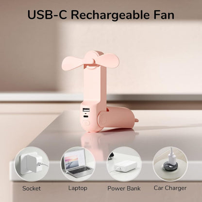 3 In 1 Handheld Mini Fan | USB Rechargeable, Foldable Design & Ideal for Travel, Camping, and Outdoor Activities