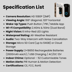 Wireless Smart Video Doorbell | No Subscription Needed | High-Definition Camera Doorbell