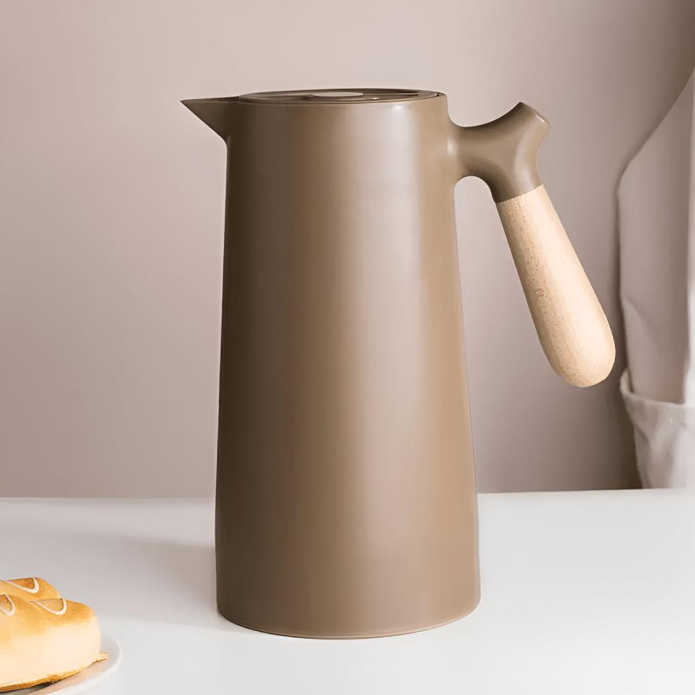 Large Tea Pot - Insulated Carafe with Wooden Handle