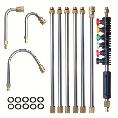 Telescoping High Pressure Washer Wand Set | 4000 PSI, 7 Nozzle Tips & Ideal for Gutter, Roof, and Hard-to-Reach Cleaning
