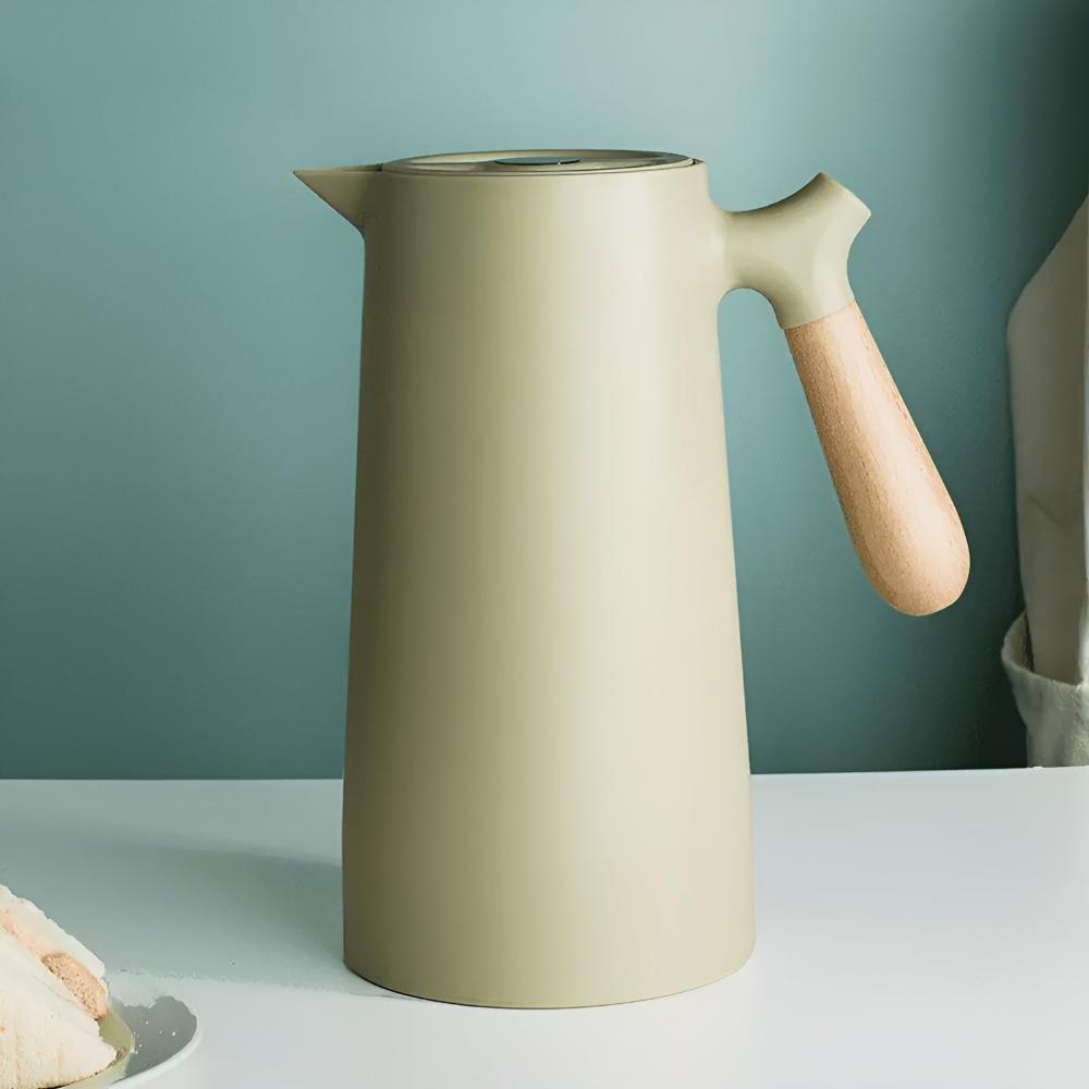 Large Tea Pot - Insulated Carafe with Wooden Handle