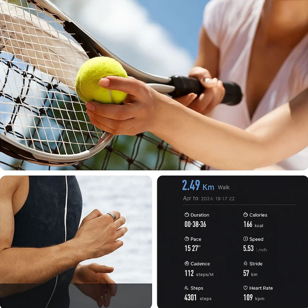 Smart Ring Sleep & Wellness Tracker - Waterproof Fitness Tracker Ring for Active Lifestyles - Health Monitoring Device