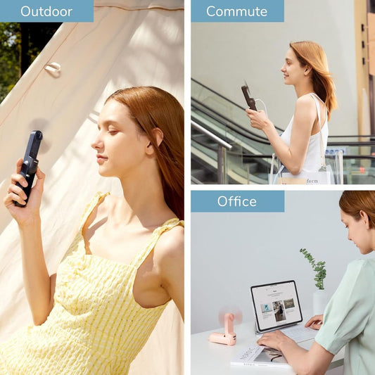3 In 1 Handheld Mini Fan | USB Rechargeable, Foldable Design & Ideal for Travel, Camping, and Outdoor Activities