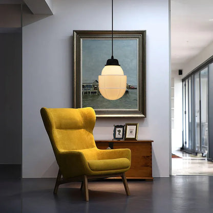 Geometric Milk Glass Pendant Light Fixture - Vintage White Design for Kitchen & Dining Room Lighting