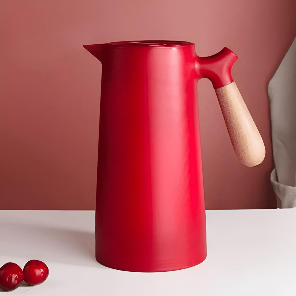 Large Tea Pot - Insulated Carafe with Wooden Handle
