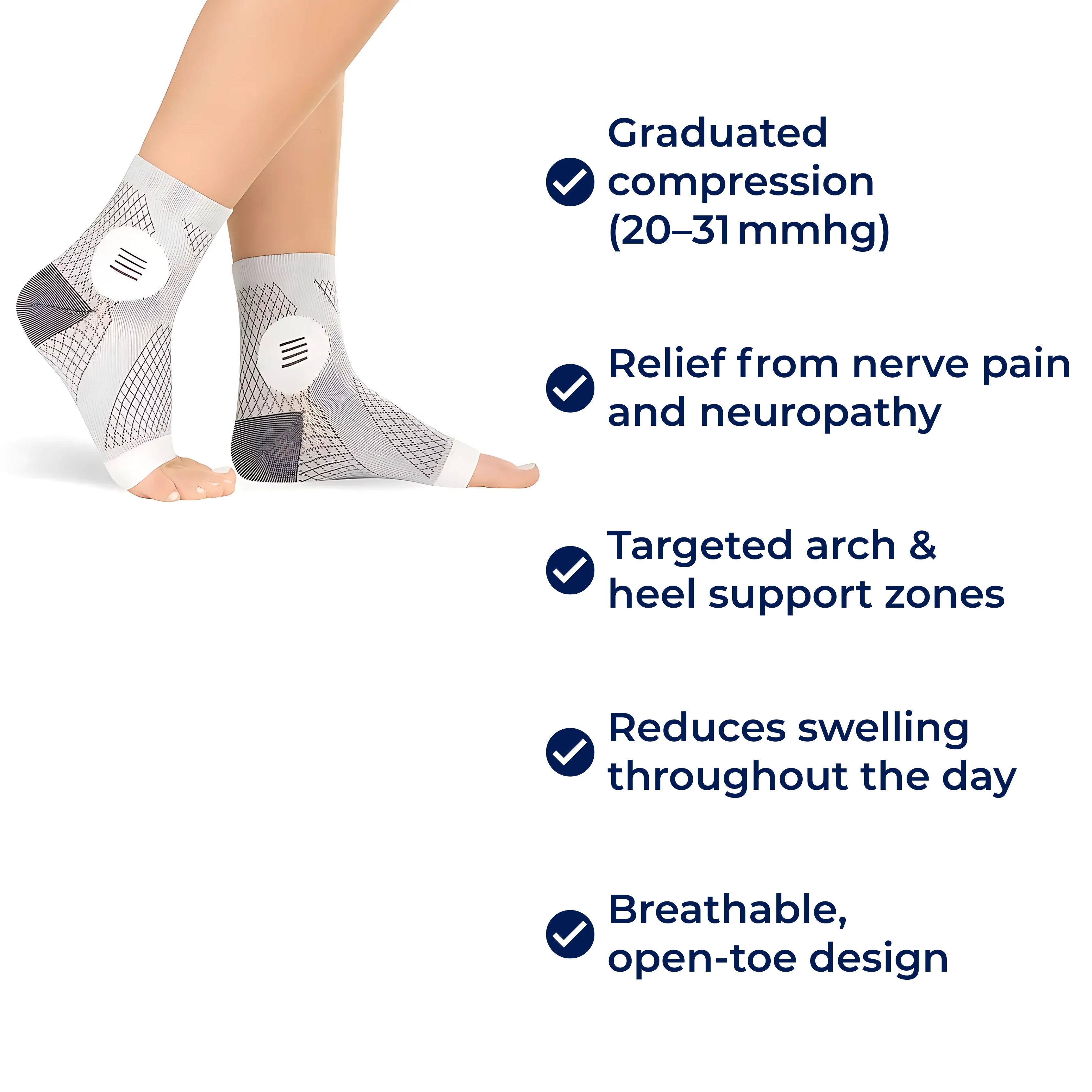 Socks for Feet That Swell – Neuropathy Compression Socks 20-31 mmHg for Swollen Feet All-Day Relief