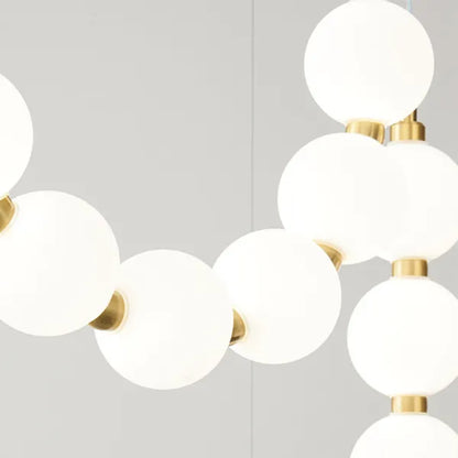 LED White Necklace Chandelier - Modern Pendant Light Fixture for Dining Room & Living Space