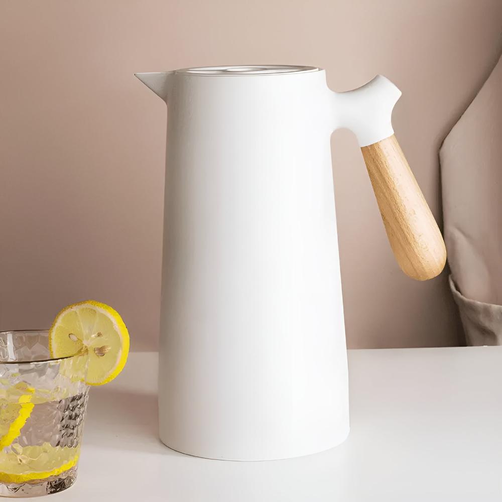 Large Tea Pot - Insulated Carafe with Wooden Handle